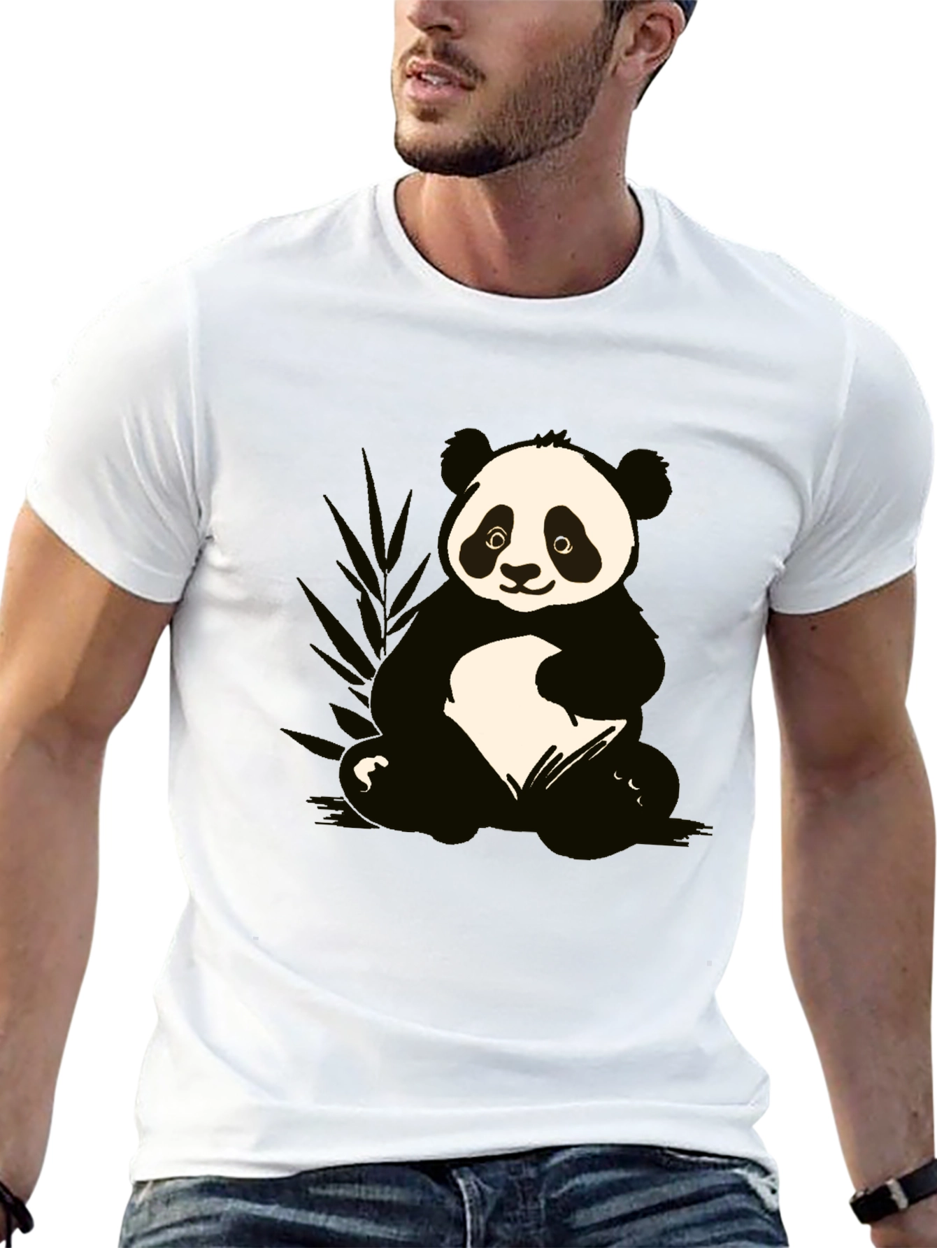 Camiseta Negra con Diseño de Panda Adorable