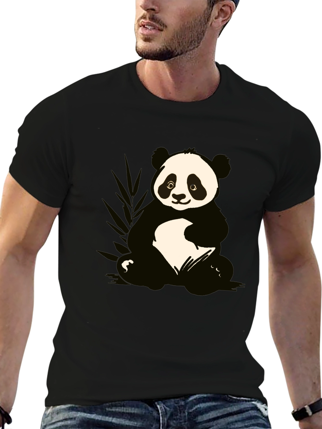 Camiseta Negra con Diseño de Panda Adorable