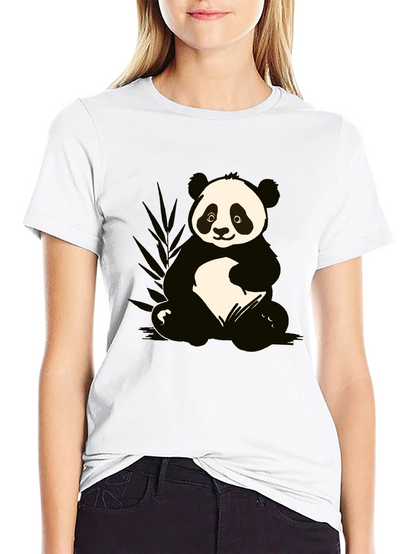 Camiseta Negra con Diseño de Panda Adorable