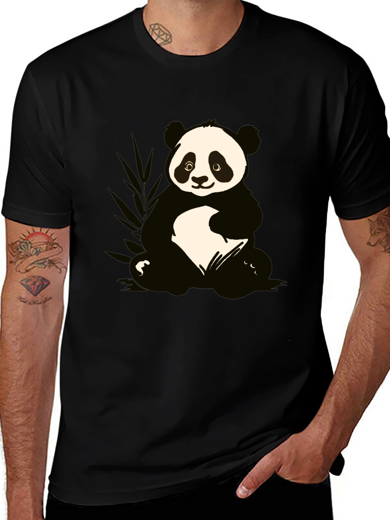 Camiseta Negra con Diseño de Panda Adorable
