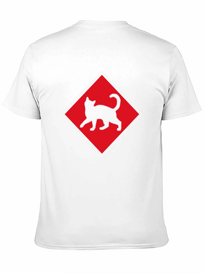 Camiseta Negra con Diseño de Gato en Diamante Rojo