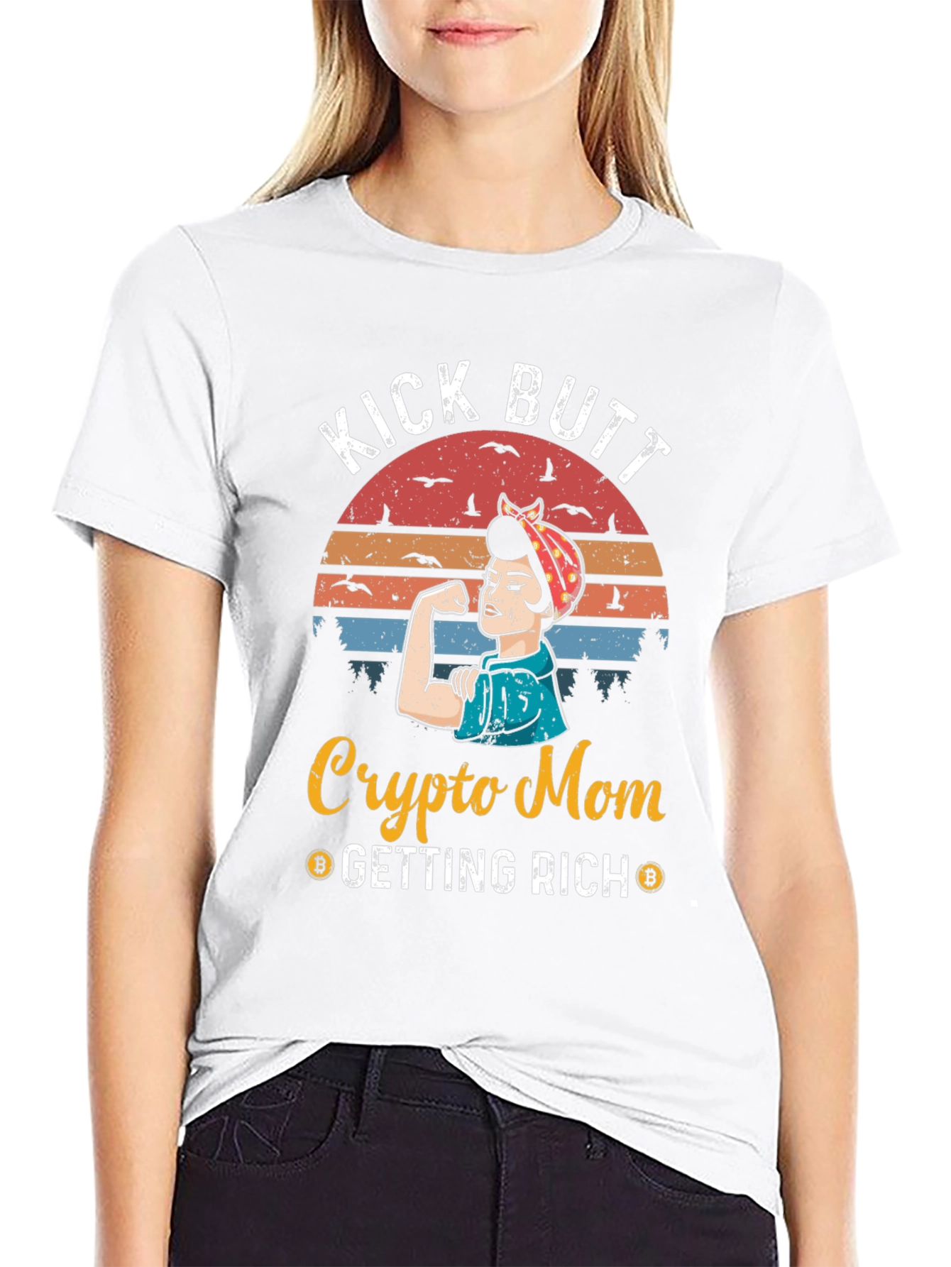 Camiseta Crypto Mom Kick Butt - ¡Consigue Riqueza!
