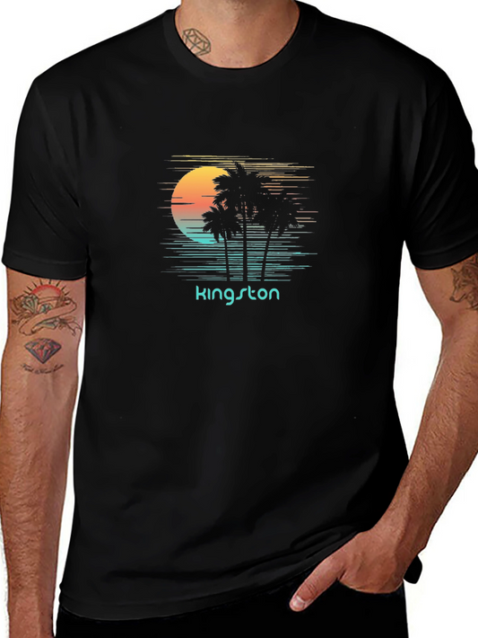 Camiseta Negra Kingston Sunset Palm Trees