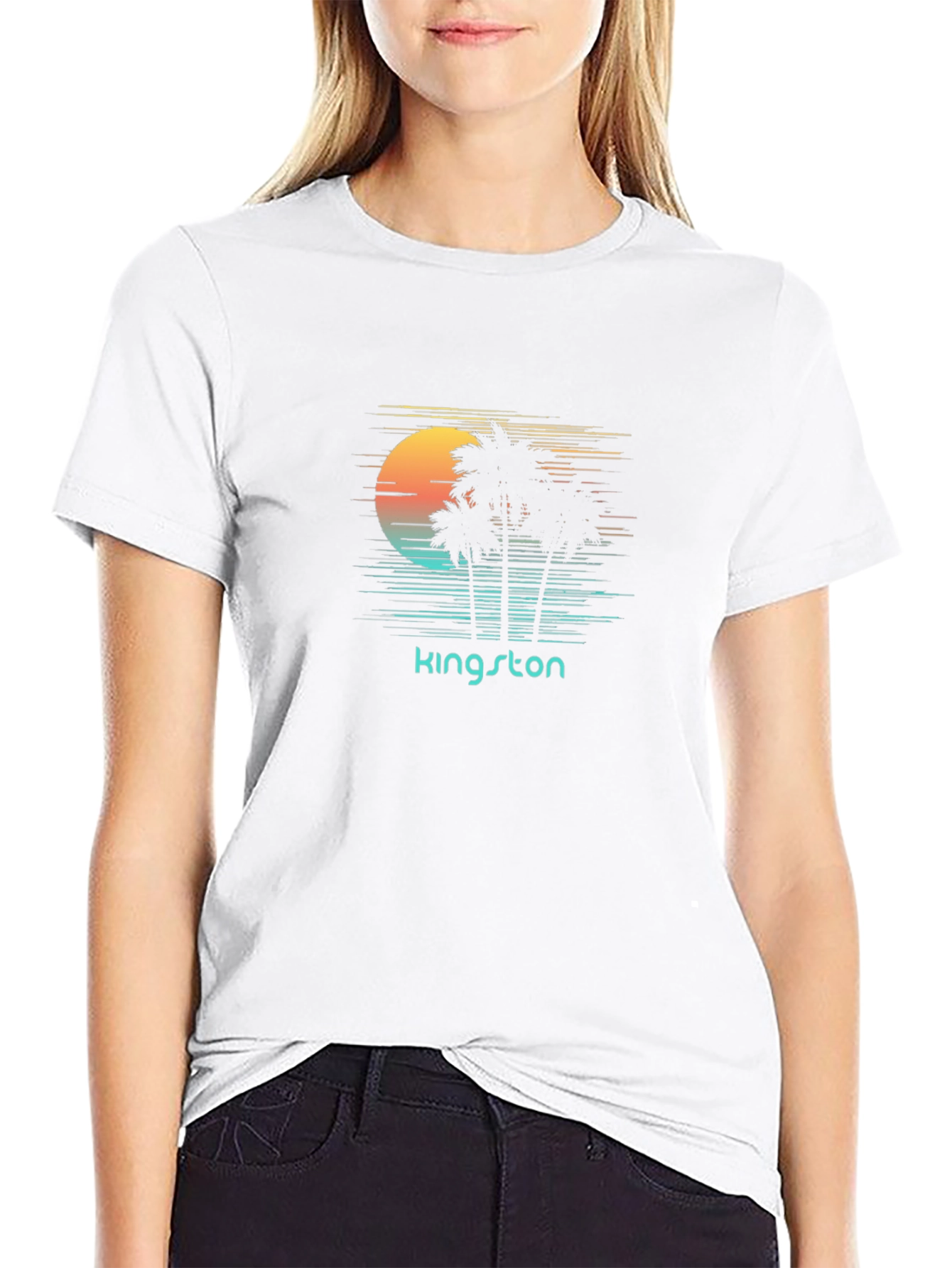Camiseta Negra Kingston Sunset Palm Trees