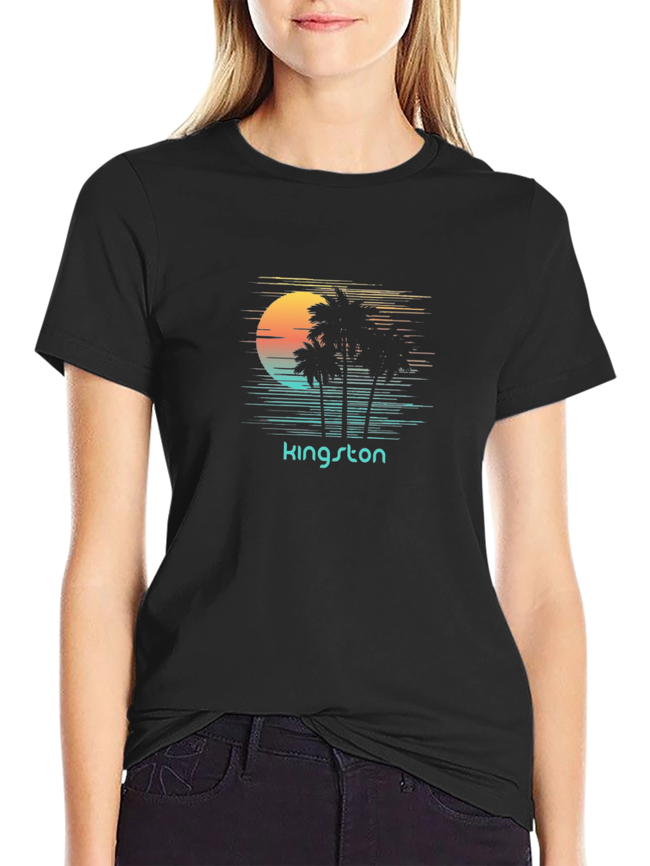 Camiseta Negra Kingston Sunset Palm Trees