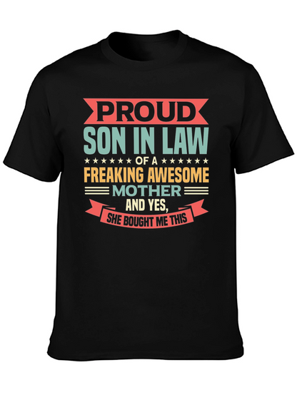 Camiseta Negra: Orgulloso Yerno de una Madre Genial