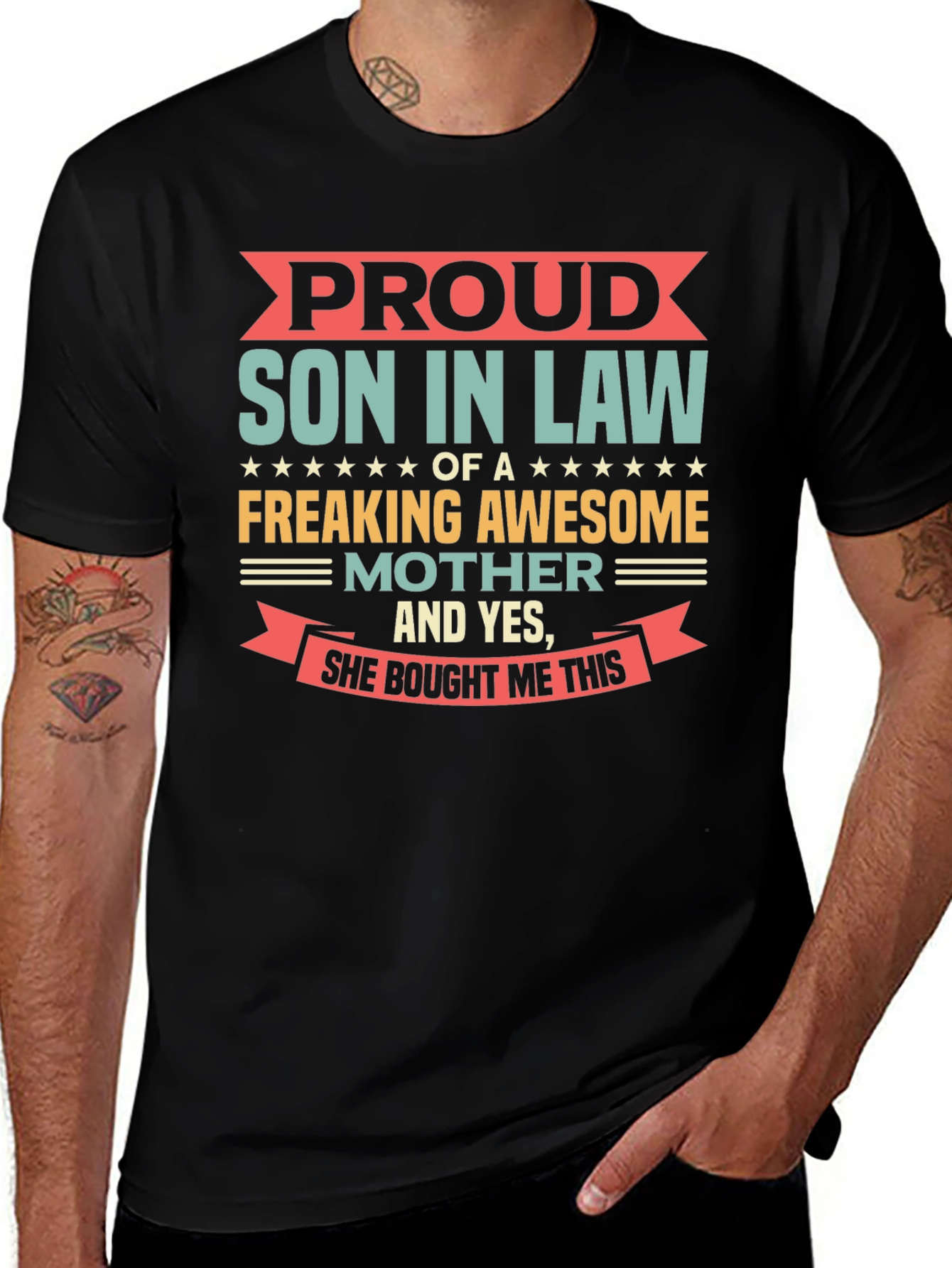 Camiseta Negra: Orgulloso Yerno de una Madre Genial