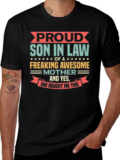 Camiseta Negra: Orgulloso Yerno de una Madre Genial
