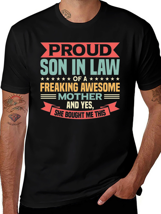 Camiseta Negra: Orgulloso Yerno de una Madre Genial
