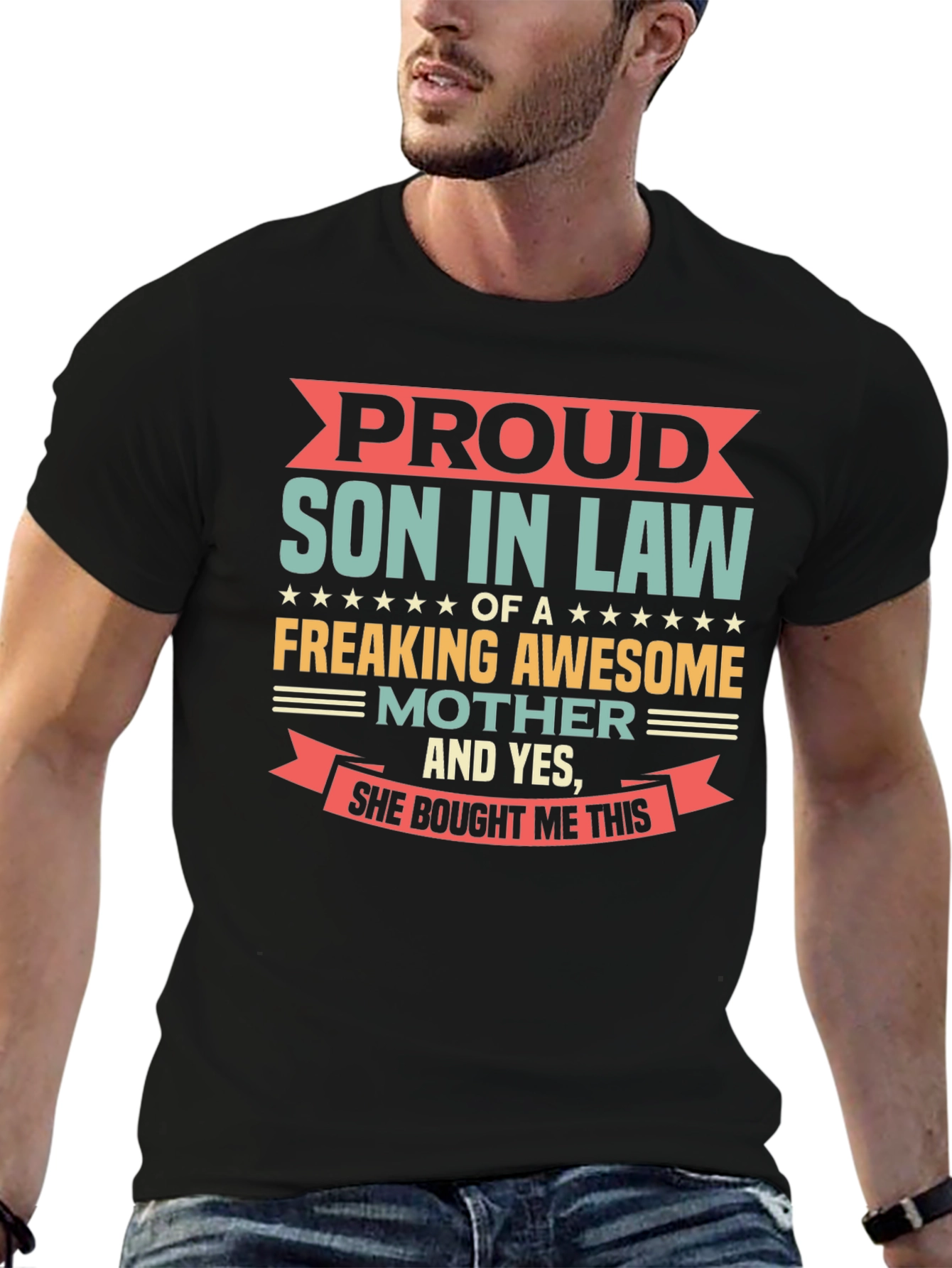Camiseta Negra: Orgulloso Yerno de una Madre Genial