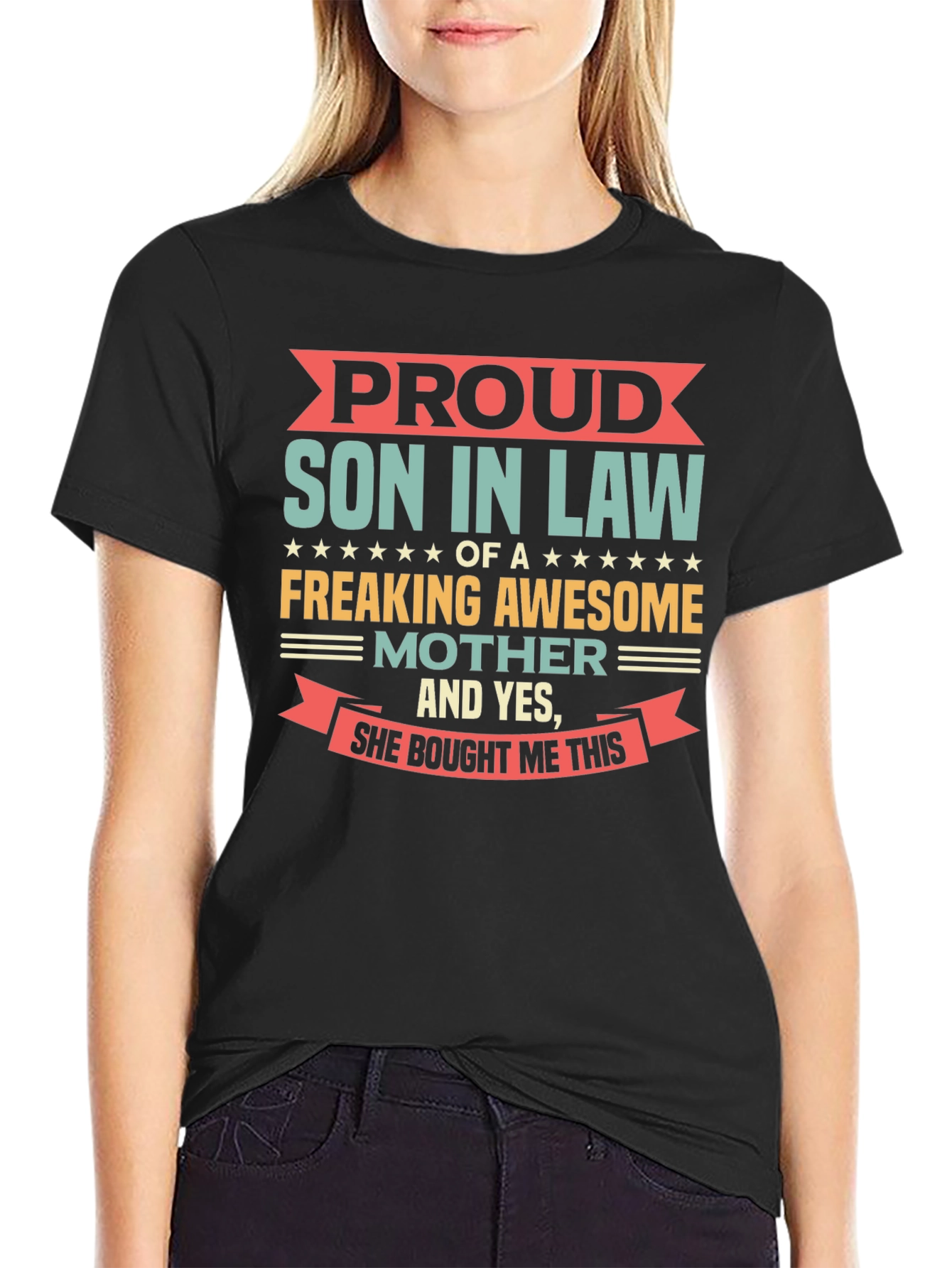 Camiseta Negra: Orgulloso Yerno de una Madre Genial