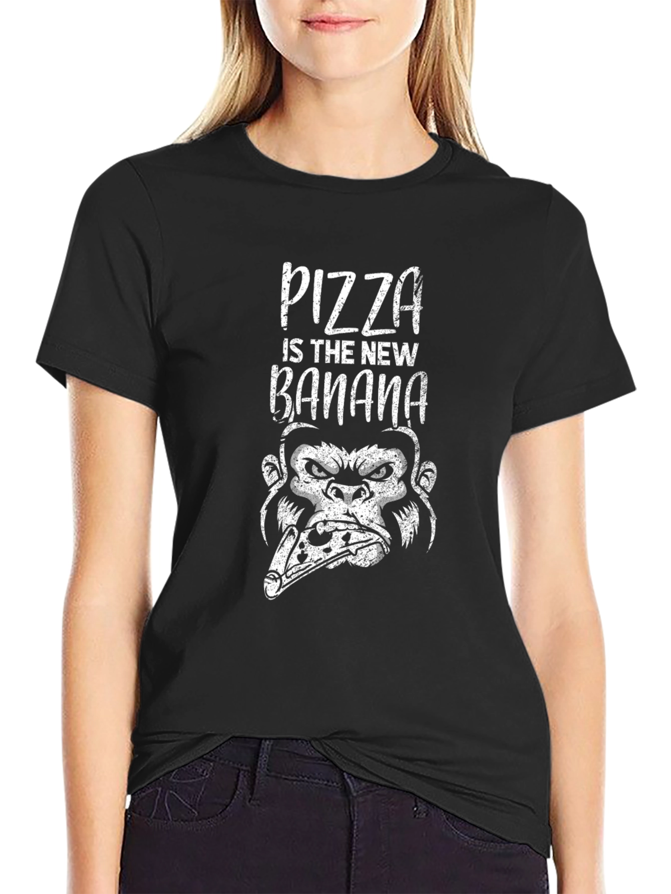 Camiseta Negra Pizza is the New Banana