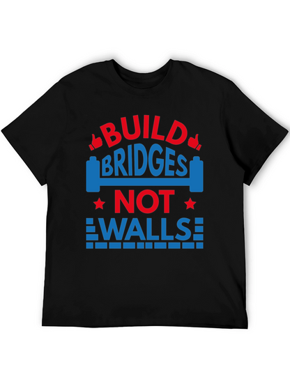 Camiseta Negra con Diseño Build Bridges Not Walls