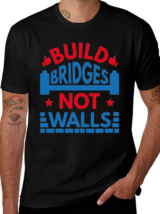 Camiseta Negra con Diseño Build Bridges Not Walls
