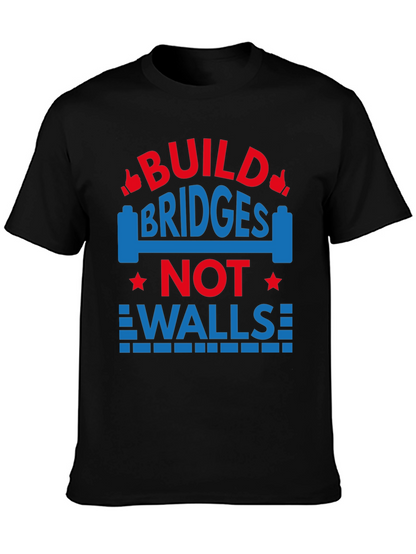 Camiseta Negra con Diseño Build Bridges Not Walls