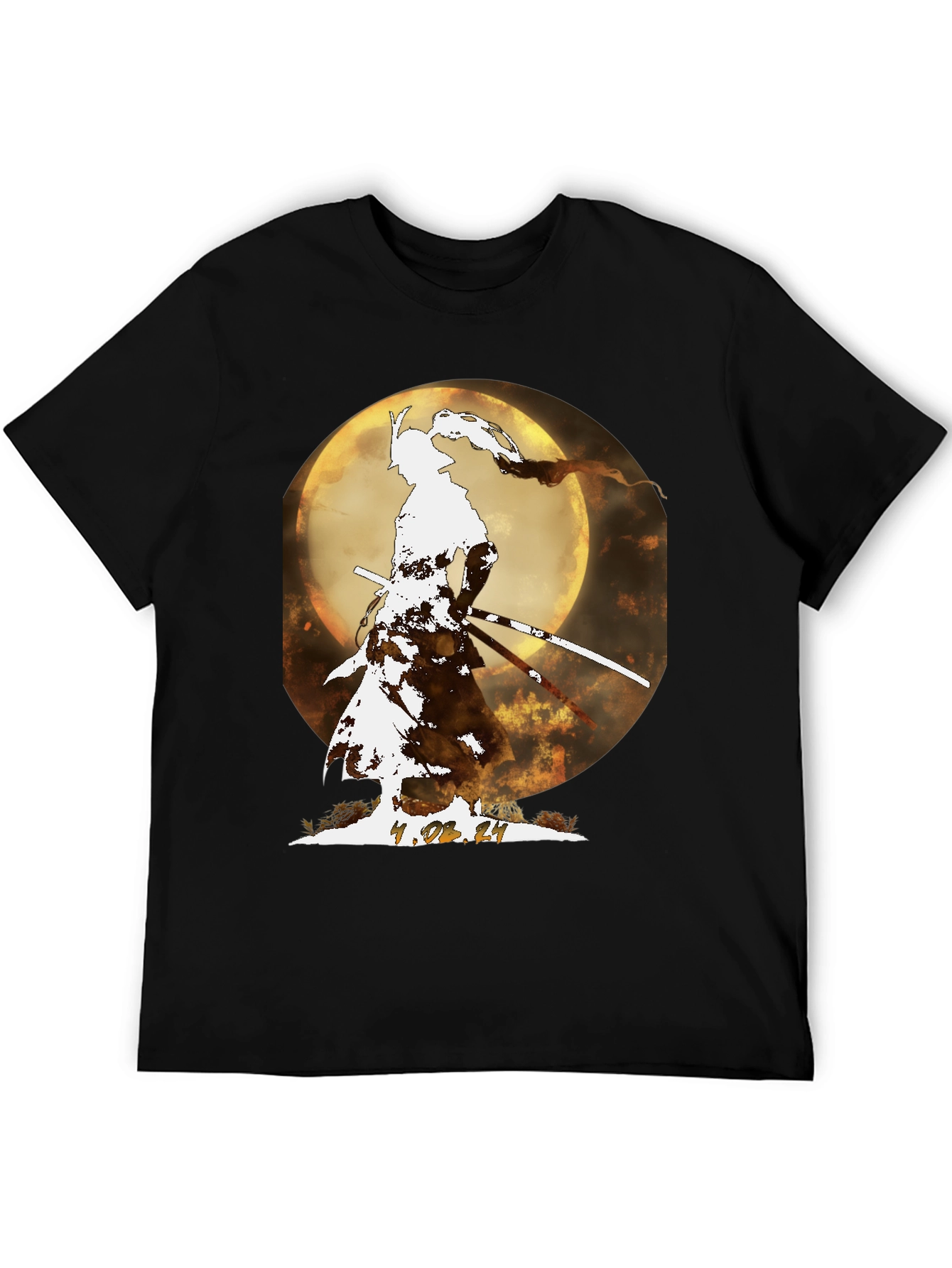 Camiseta Samurai Luna Llena - Diseño Exclusivo