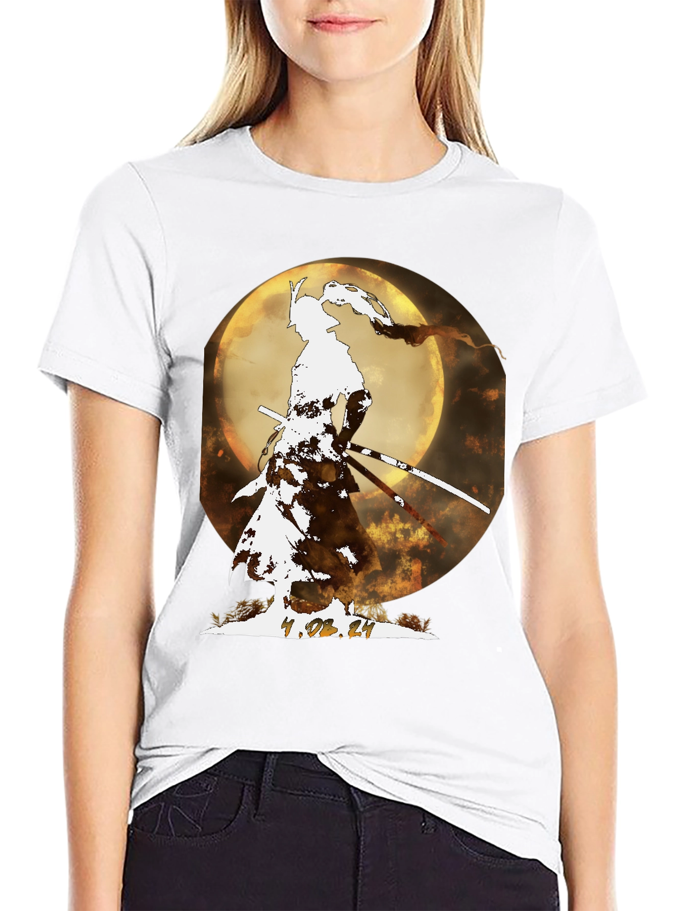 Camiseta Samurai Luna Llena - Diseño Exclusivo