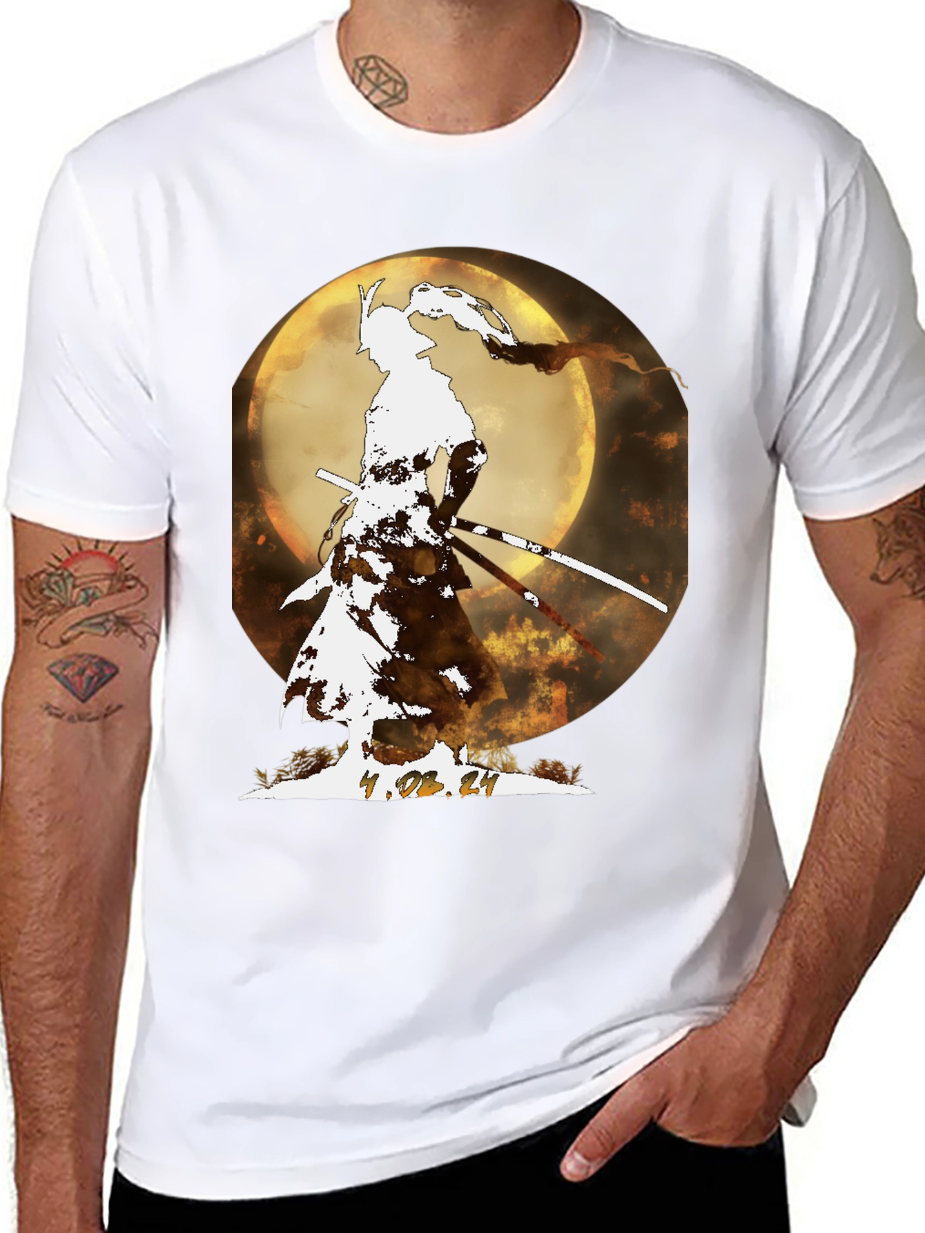 Camiseta Samurai Luna Llena - Diseño Exclusivo