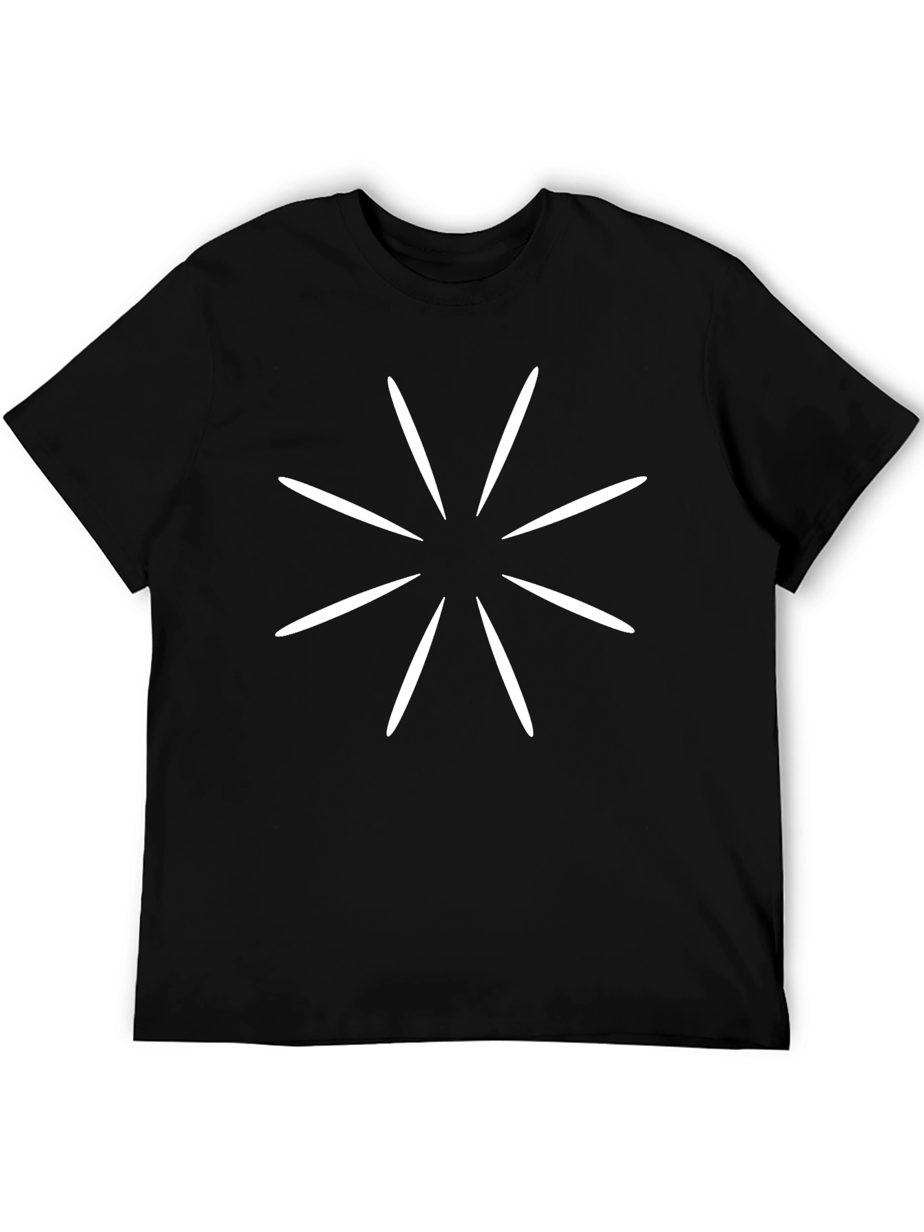 Camiseta Negra Hombre Diseño Sol Blanco Casual