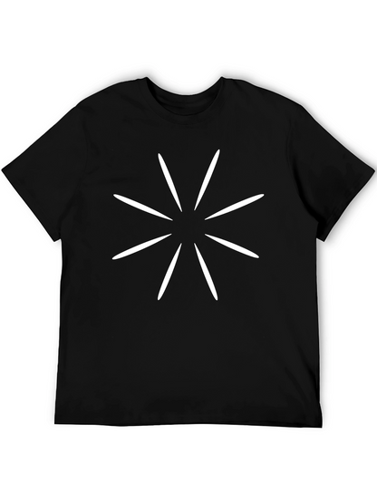Camiseta Negra Hombre Diseño Sol Blanco Casual