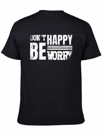 Camiseta Negra No Happy Be Worry para Hombre