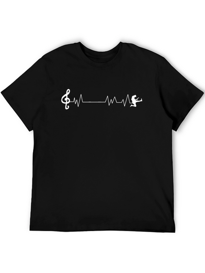 Camiseta Negra Musical con Latido de Guitarrista