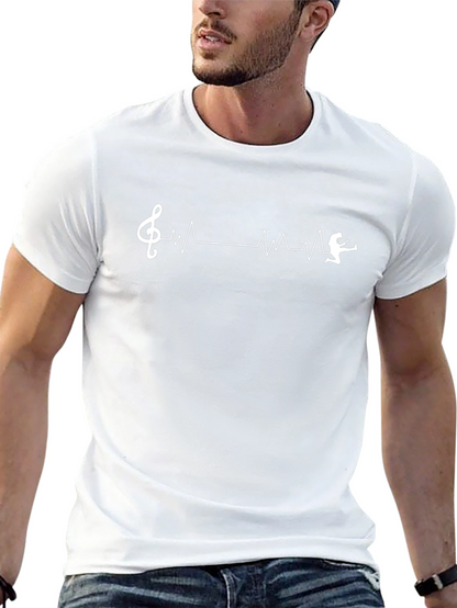 Camiseta Negra Musical con Latido de Guitarrista