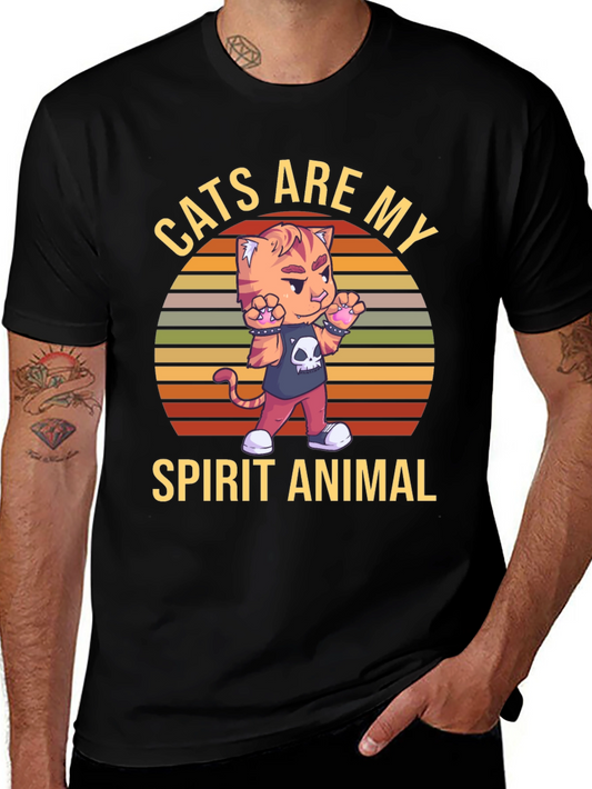 Camiseta Negra: Gato Animal Espiritual