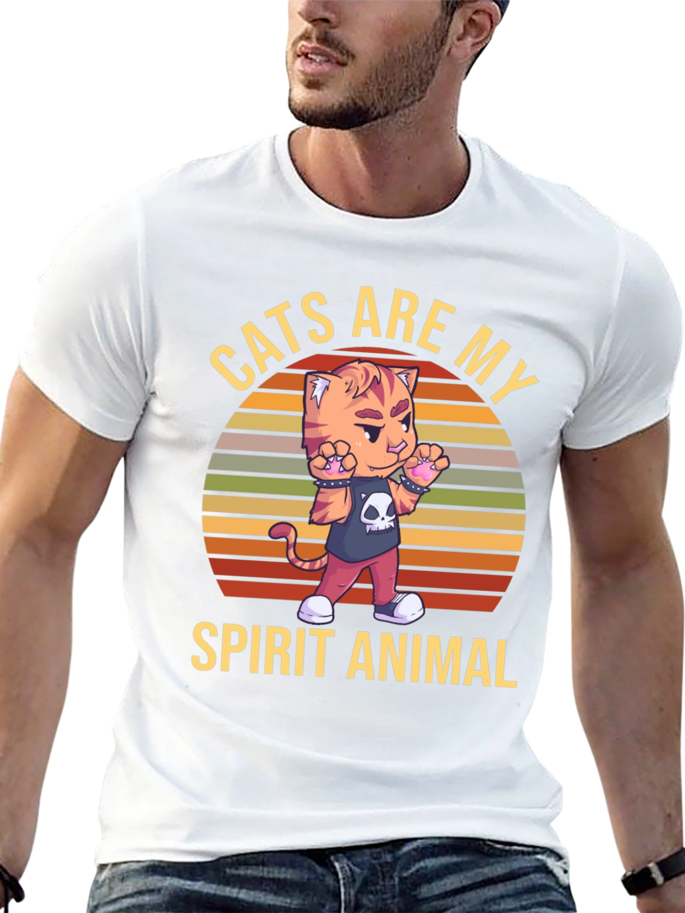 Camiseta Negra: Gato Animal Espiritual