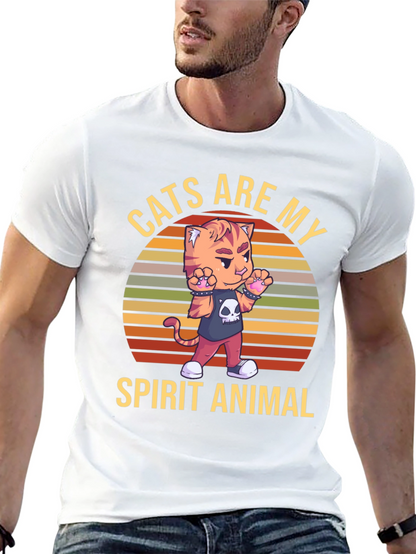Camiseta Negra: Gato Animal Espiritual