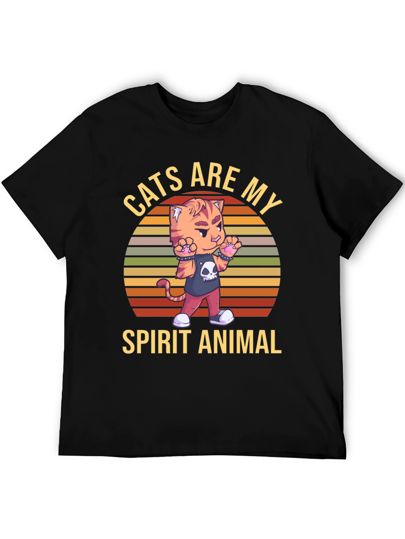 Camiseta Negra: Gato Animal Espiritual