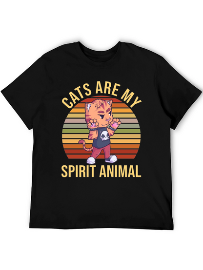 Camiseta Negra: Gato Animal Espiritual