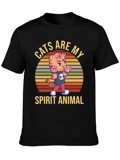 Camiseta Negra: Gato Animal Espiritual