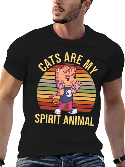Camiseta Negra: Gato Animal Espiritual