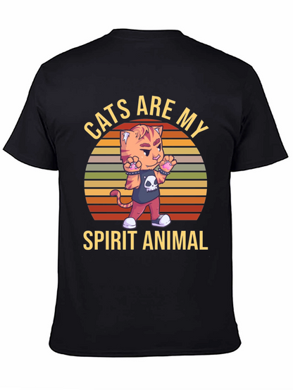 Camiseta Negra: Gato Animal Espiritual
