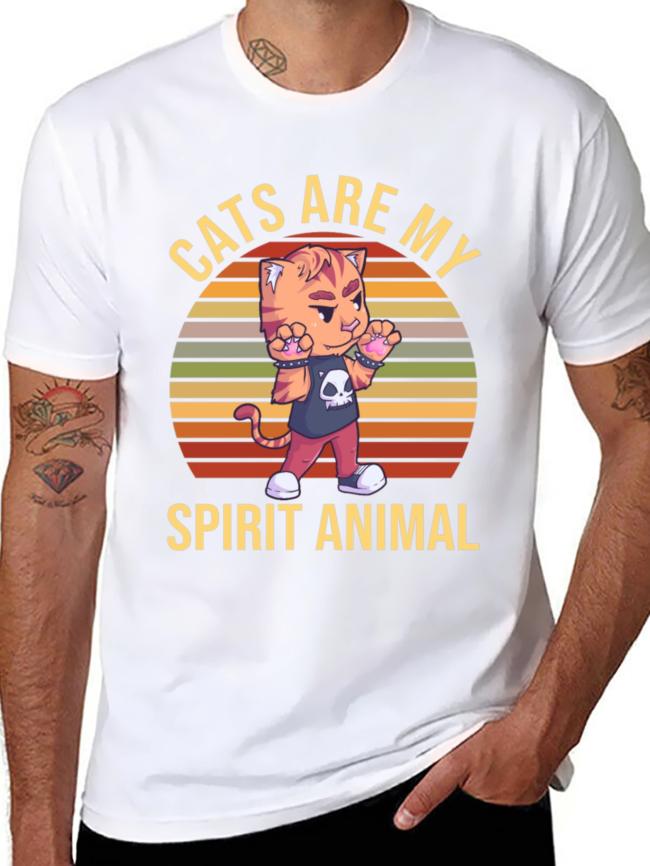 Camiseta Negra: Gato Animal Espiritual