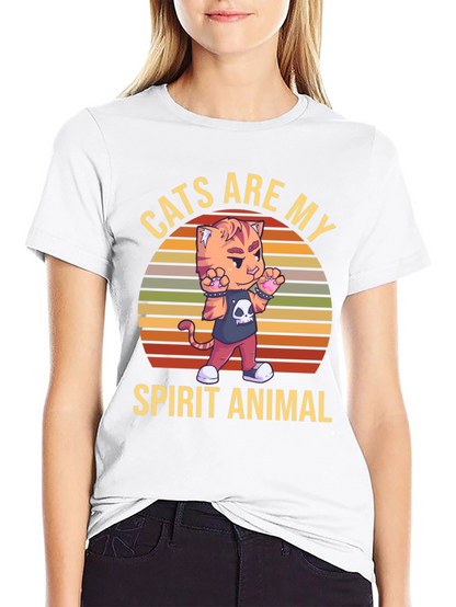 Camiseta Negra: Gato Animal Espiritual