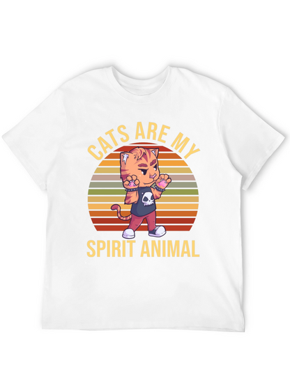 Camiseta Negra: Gato Animal Espiritual