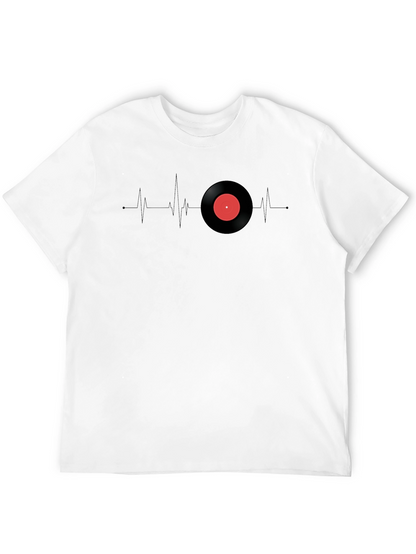 Camiseta Negra Ritmo Vinilo Corazón Musical