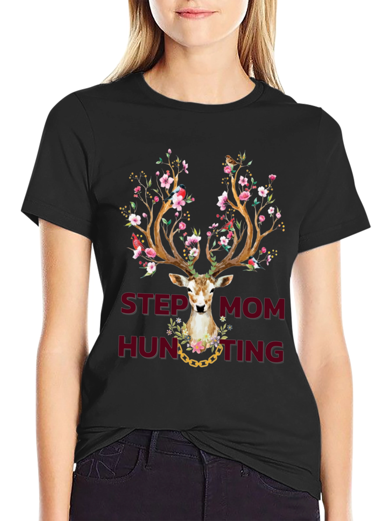 Camiseta Estampada Step Mom Hunting Ciervo Floral