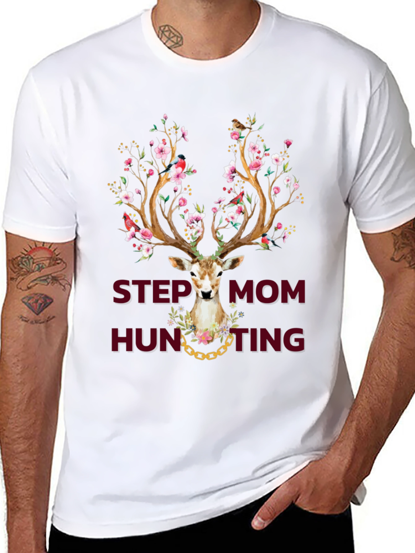 Camiseta Estampada Step Mom Hunting Ciervo Floral