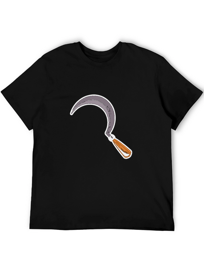 Camiseta Negra con Diseño de Hoz Estilizada