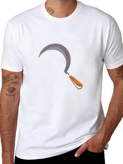 Camiseta Negra con Diseño de Hoz Estilizada