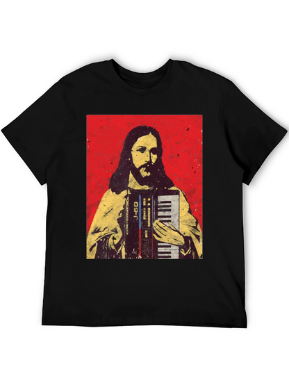 Camiseta Negra con Diseño de Jesús Músico