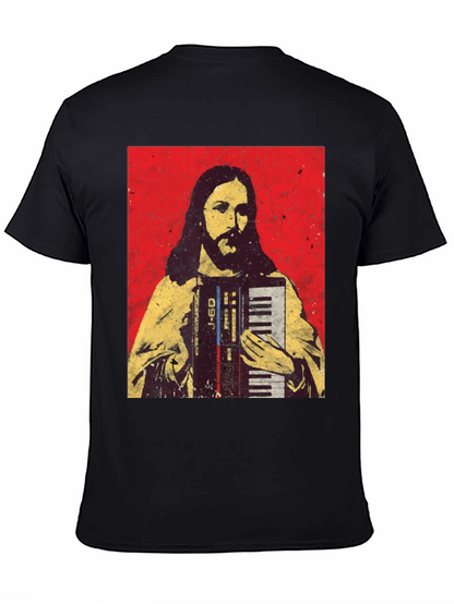 Camiseta Negra con Diseño de Jesús Músico