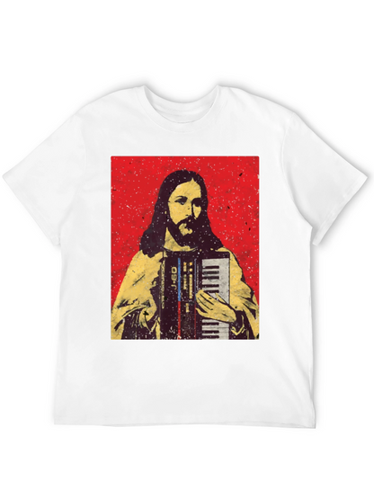 Camiseta Negra con Diseño de Jesús Músico