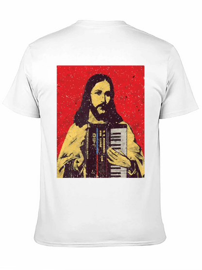 Camiseta Negra con Diseño de Jesús Músico