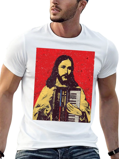 Camiseta Negra con Diseño de Jesús Músico