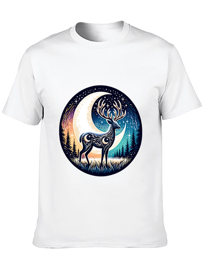 Camiseta Negra con Diseño de Ciervo Lunar