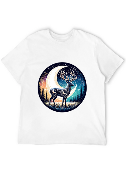 Camiseta Negra con Diseño de Ciervo Lunar